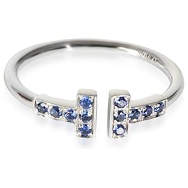 Tiffany & Co-TIFFANY Y COMPAÑIA. Anillo en T con zafiro azul y alambre en T 18K oro blanco 0.14 por cierto-Otro