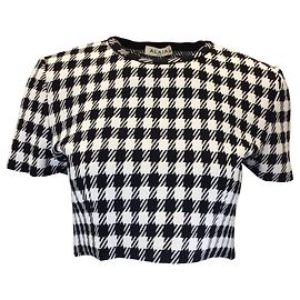 Alaïa Alaia Black / White Cropped Check Knit Top Multiple colors
