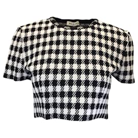 Autre Marque-Alaia Black / White Cropped Check Knit Top-Multiple colors