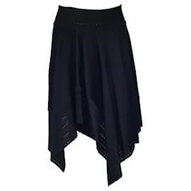 Autre Marque-Alexandre Vauthier Black Asymmetric Hem Stretch Knit Skirt-Black