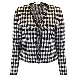 Alaïa Alaia Schwarz / Weißer Strickjacke mit Karomuster Mehrfarben