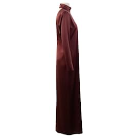 Autre Marque-La Collection - Robe longue Leena en soie bordeaux-Rouge