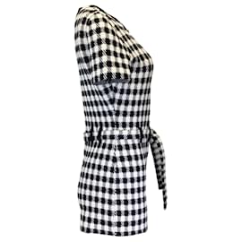 Autre Marque-Alaïa Noir / Combishort en tricot à carreaux blanc à manches courtes-Multicolore