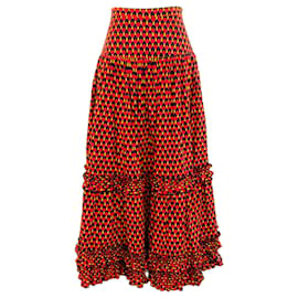 Autre Marque-La linedJ Black / Red Dot Tiered Skirt-Red
