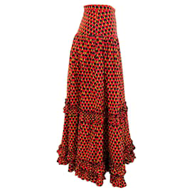 Autre Marque-La linedJ Black / Red Dot Tiered Skirt-Red
