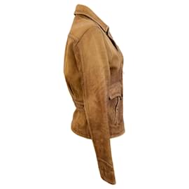 Autre Marque-Polo Ralph Lauren Brown Distressed Leather Moto Jacket-Brown