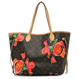 Louis Vuitton-Bolso tote Neverfull MM con rosas y monograma de Louis Vuitton marrón-Castaño