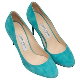 Jimmy Choo-Turquoise Jimmy Choo Esme Suede Pumps Size 6.5-Turquoise