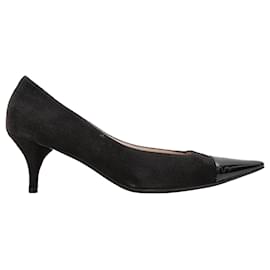 Chanel-Vintage Chanel negro puntiagudo zapatos de tacón con punta puntiaguda Tamaño 40.5-Negro