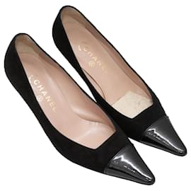 Chanel-Vintage Chanel negro puntiagudo zapatos de tacón con punta puntiaguda Tamaño 40.5-Negro