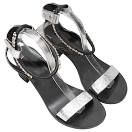 Isabel Marant-Silver & Black Isabel Marant Jaeryn Crystal-Embellished Sandals Size 37-Silvery