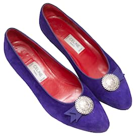 Céline-Sapatilhas de balé vintage roxa Celine camurça tamanho 38.5-Roxo