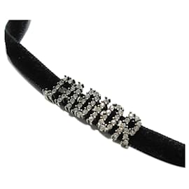 Dior-Schwarzes Dior-Halsband „J'Adior“ aus Kristall und Samt-Schwarz