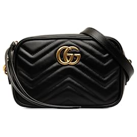 Gucci-Black Gucci Mini GG Marmont Matelasse Crossbody Bag-Black