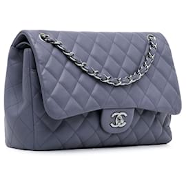 Chanel-Purple Chanel Jumbo Classic Lambskin lined Flap Shoulder Bag-Purple