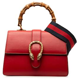 Gucci-Rote, mittelgroße Gucci-Schultasche „Dionysus Web“ aus Bambus-Rot