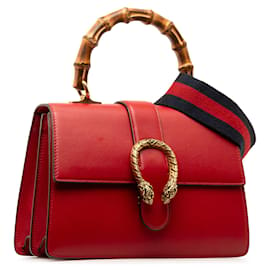 Gucci-Rote, mittelgroße Gucci-Schultasche „Dionysus Web“ aus Bambus-Rot
