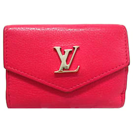 Louis Vuitton-Red Louis Vuitton Leather Lockmini Wallet-Red