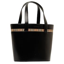Burberry-Black Burberry Leather Handbag-Black