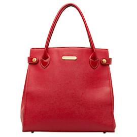 Burberry-Red Burberry Leather Handbag-Red