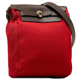 Hermès-Red Hermès Toile Herbag TPM Crossbody Bag-Red
