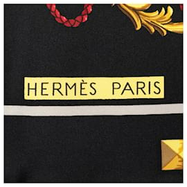 Hermès-Bufanda de seda negra Hermes Les Cles Bufandas-Negro