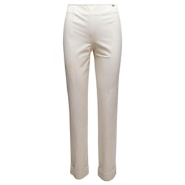 Chanel-Pantaloni a gamba dritta con risvolto Chanel bianchi taglia FR 36-Bianco