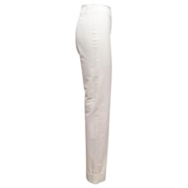 Chanel-Calça Chanel Branca com Perna Reta Tamanho FR 36-Branco