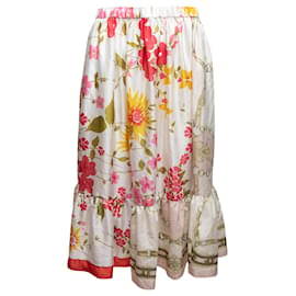 Autre Marque-White & Multicolor Comme Des Garcons Girl Floral Print Skirt Size US M-White
