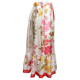 Autre Marque-White & Multicolor Comme Des Garcons Girl Floral Print Skirt Size US M-White