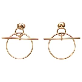 Hermès-18K Yellow Gold Hermes Pierced Loop Earrings-Golden