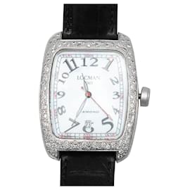 Autre Marque-Reloj negro Locman de aluminio con diamantes y correa de piel de cocodrilo-Negro