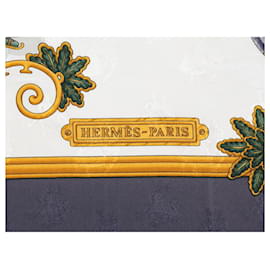 Hermès-Gray & Multicolor Hermes Joie D'Hiver Motif Printed Silk Scarf-Multiple colors