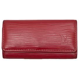Louis Vuitton-Porte-clés en cuir épi rouge Louis Vuitton-Rouge