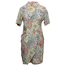 Autre Marque-Mehrfarbiges Vintage-Kleid aus Seide mit Aufdruck von Karl Lagerfeld für Bergdorf Goodman, Größe EU 42-Mehrfarben