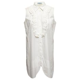 Prada-White Prada Sleeveless Button-Up Dress Size IT 46-White