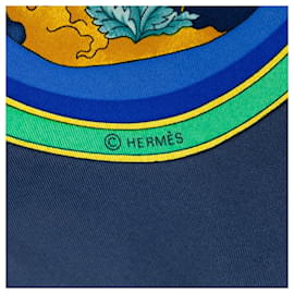 Hermès-Blue Hermès Qu Importe Le Flacon Silk Scarf Scarves-Blue