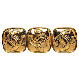Chanel-Broche Chanel Triplo CC Dourado-Dourado