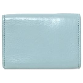Balenciaga-Blue Balenciaga Mini Papier Leather Compact Wallet-Blue