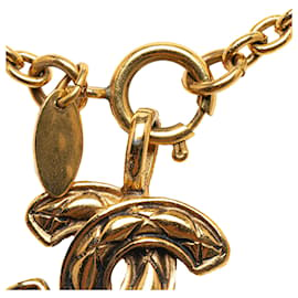 Chanel-Goldene Chanel CC-Halskette mit gestepptem Anhänger-Golden