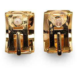 Hermès-Gold Hermes Enamel Clip On Earrings-Golden
