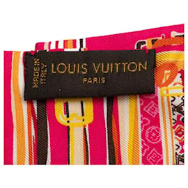 Louis Vuitton-Rosafarbener bedruckter Twilly-Seidenschal von Louis Vuitton-Pink