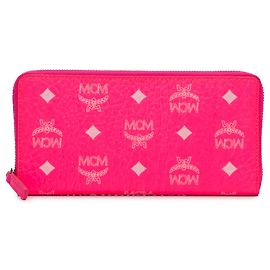 Cartera larga rosa con cremallera MCM Visetos Rosa