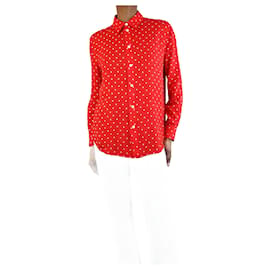 Céline-Rotes gepunktetes Hemd – Größe UK 8-Rot
