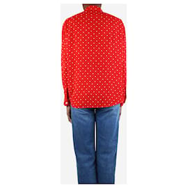 Céline-Camisa roja de lunares - talla UK 8-Roja