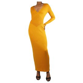 Khaite Vestido maxi de seda com malha canelada Nicolai laranja - tamanho M Laranja