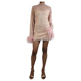 Autre Marque-Pink blush feathers embellishment mini dress - One Size-Pink