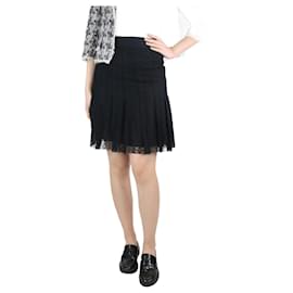 Chanel-Black floral lace pleated skirt - size UK 10-Black