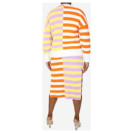 Staud-Multicolour two-tone striped cardigan and knit dress set - size M-Multiple colors