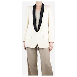 Stella Mc Cartney-Cremefarbene Jacke mit Kontrastbesatz – Größe UK 12-Roh